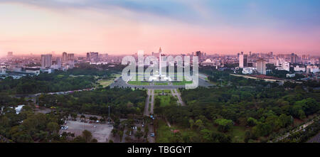 Panoramic Jakarta skyline with iconic symbol likes National Monument (Monas) in the afternoon. Jakarta, Indonesia Stock Photo