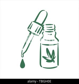 Vector hand drawn cannabis drops illustration on white background Stock Vector