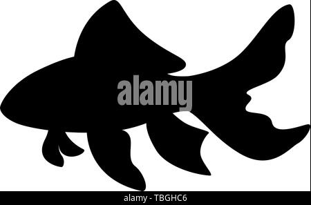 Vector illustration black silhouette golden fish Stock Vector