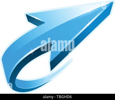 Blue arrow icon curly form, refresh or reload sign, bent arrow Stock Vector