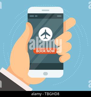 Book your flight - airplane ticket booking and buy, online reservation Stock Vector