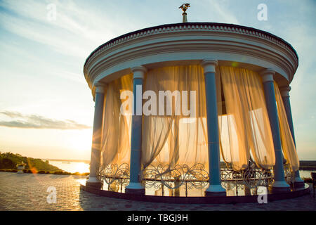 Russia, Khabarovsk, lake, sunset, sunset, lake, city, architecture, far east, church, sculpture Stock Photo