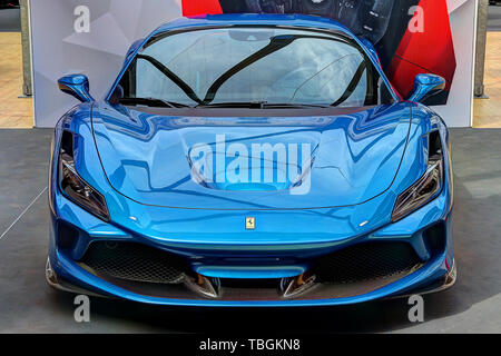 MODENA, ITALY, May 2019 - Motor Valley Fest exhibition, Ferrari F8 Tribute detail Stock Photo