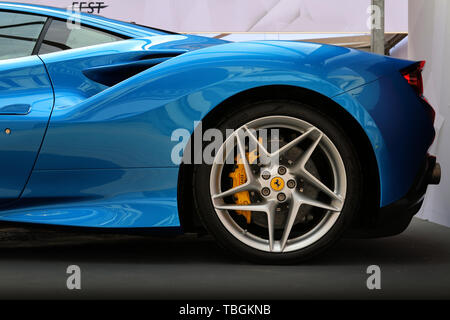 MODENA, ITALY, May 2019 - Motor Valley Fest exhibition, Ferrari F8 Tribute detail Stock Photo