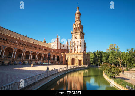 Spanish Square Plaza de Espana in Sevilla in a beautiful summer day, Spain . Stock Photo