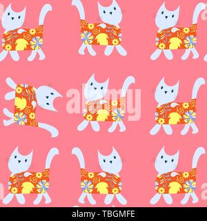 Cats abstract seamless pattern. It is located in swatch menu, vector Stock Vector