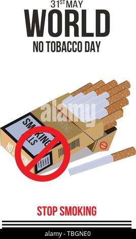 Illustration of concept No smoking and World No Tobacco Day. Stock Vector