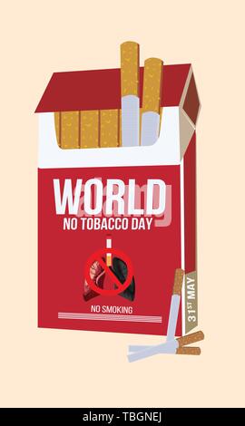 Concept of No smoking and World No Tobacco Day. Stock Vector