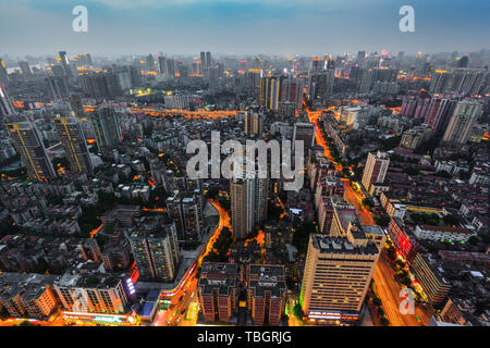 A bird's-eye view of Guangzhou from the roof Stock Photo