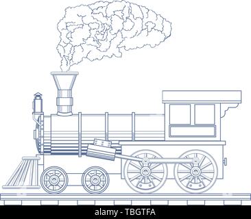 Vintage Steam locomotive vector logo design template. train or transport icon. Vector Stock Vector