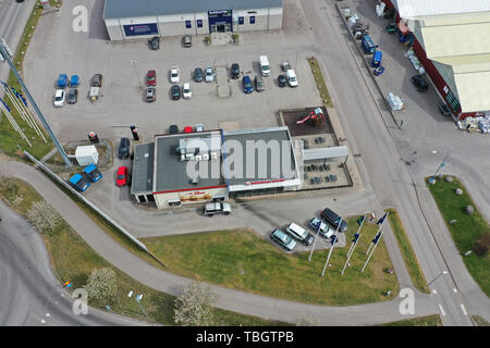 MOTALA 20190505 Drönarbild över hamburgerkedjan Burger King. Foto Jeppe Gustafsson Stock Photo