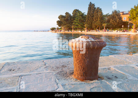 Beautiful walking trail on pier and beach in Izola - Isola, Slovenia. Stock Photo