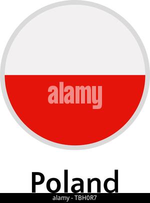 Poland flag round flat icon, european country vector illustration Stock Vector