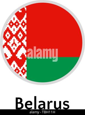 Belarus flag round flat icon, european country vector illustration Stock Vector