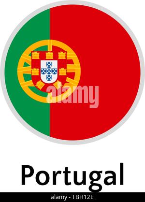 Portugal flag round flat icon, european country vector illustration Stock Vector