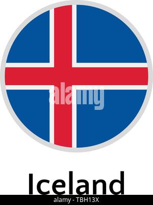 Iceland flag round flat icon, european country vector illustration Stock Vector