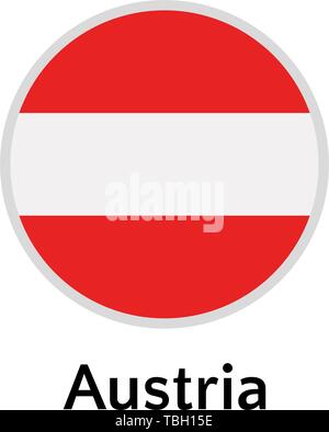 Austria flag round flat icon, european country vector illustration Stock Vector