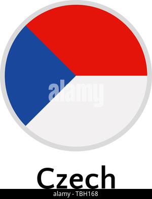 Czech flag round flat icon, european country vector illustration Stock Vector