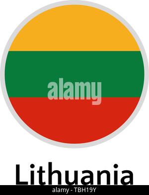 Lithuania flag round flat icon, european country vector illustration Stock Vector