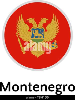 Montenegro flag round flat icon, european country vector illustration Stock Vector