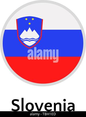 Slovenia flag round flat icon, european country vector illustration Stock Vector