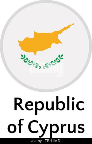 Republic of Cyprus flag round flat icon, european country vector illustration Stock Vector