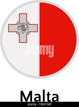 Malta flag round flat icon, european country vector illustration Stock Vector