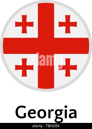 Georgia flag round flat icon, european country vector illustration Stock Vector