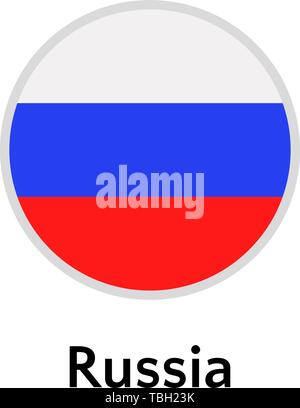 Russia flag round flat icon, european country vector illustration Stock Vector