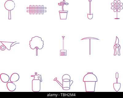 Flat icons for the gardening concept - garden flat icons set Stock Vector