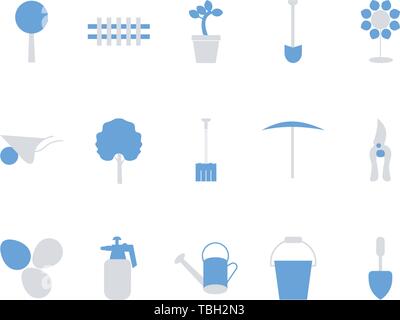 Flat icons for the gardening concept - garden flat icons set Stock Vector