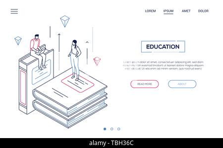 Online library - isometric line design style web banner Stock Vector ...