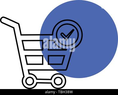 Shopping chart in trendy flat style - shopping chart vector icon, check mark in trolley icon Stock Vector