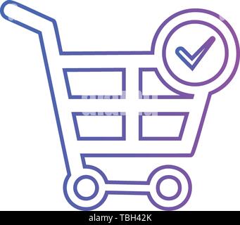 Shopping chart in trendy flat style - shopping chart vector icon, check mark in trolley icon Stock Vector