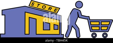 Return from the store - shopper men icon - vector Stock Vector