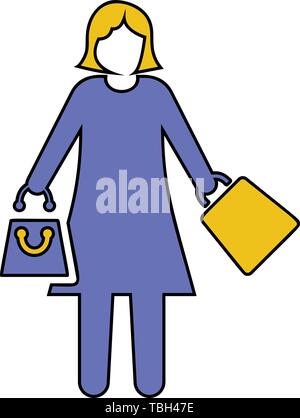 Girl shopper icon - vector Stock Vector