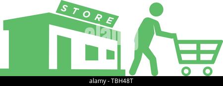 Return from the store - shopper men icon - vector Stock Vector