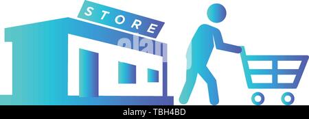 Return from the store - shopper men icon - vector Stock Vector