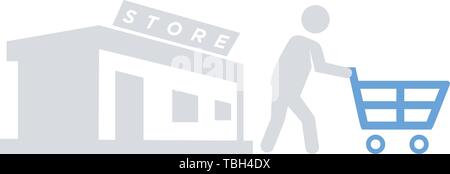 Return from the store - shopper men icon - vector Stock Vector