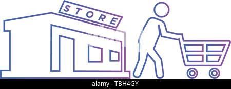 Return from the store - shopper men icon - vector Stock Vector