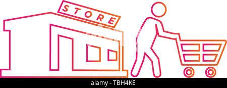 Return from the store - shopper men icon - vector Stock Vector
