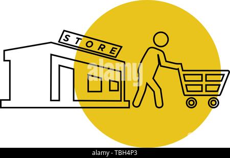 Return from the store - shopper men icon - vector Stock Vector