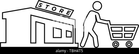 Return from the store - shopper men icon - vector Stock Vector