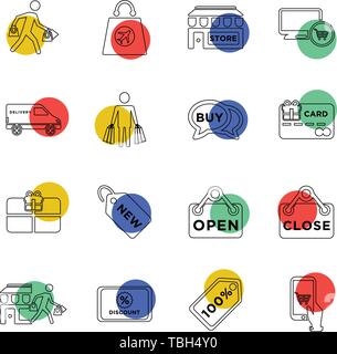 Shopping Icons Set - Shopping and e-commerce icons - vector Stock Vector