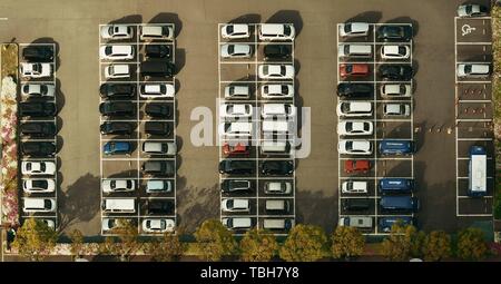 OSAKA, JAPAN - MAY 11: Parking lot aerial view on May 11, 2013 in Osaka. With nearly 19 million inhabitants, Osaka is the second largest metropolitan area in Japan after Tokyo. Stock Photo