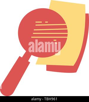 Search documents icon, Magnifying glass and page sign in flat style. vector Stock Vector