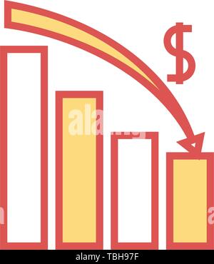 Downward Finance Linear fill Sign - Vector Stock Vector