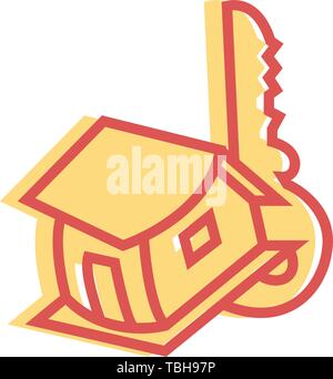 House Key Linear fill Icon - Vector Stock Vector