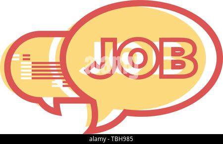 Chatting Bubble with job text linear fill sign - vector Stock Vector