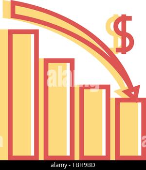 Downward Finance Linear fill Sign - Vector Stock Vector